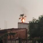 एकड़ीपुर में आकाशीय बिजली गिरने से ताड़ के पेड़ में लगी आग, सोशल मीडिया पर वीडियो वायरल