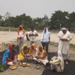 श्री विष्णु मंदिर आश्रम में स्थायी यज्ञ मंडप निर्माण हेतु भूमि पूजन संपन्न