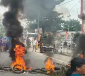 नालंदा के चंडी में शव मिलने के बाद बवाल, NH-SH पर आगजनी कर सड़क किया जाम